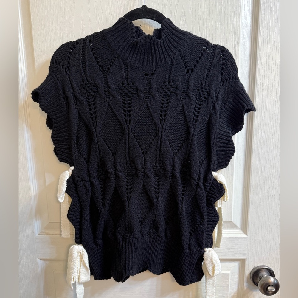 &Merci black sweater with white ties